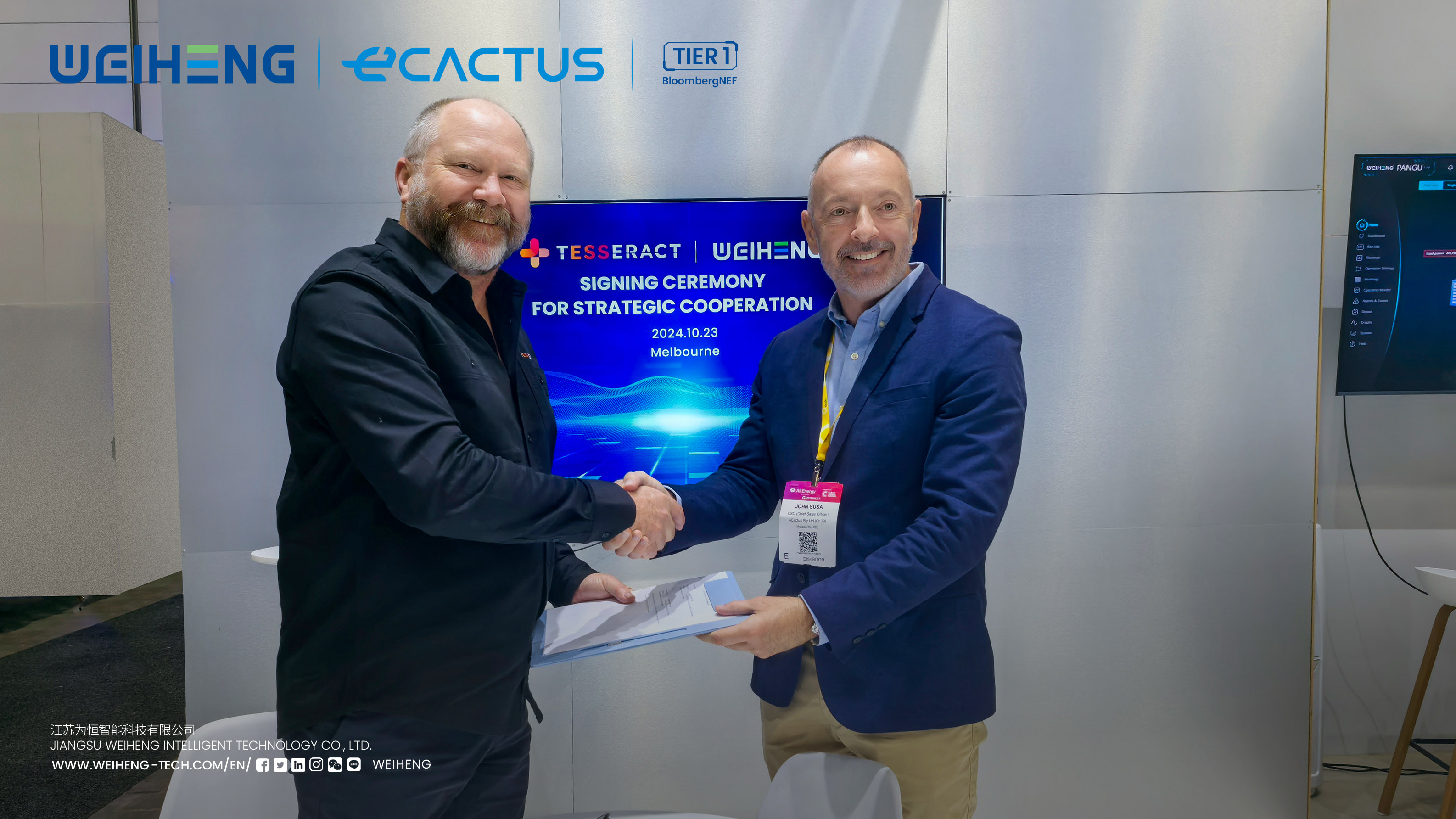 WEIHENG ECACTUS Partners with Tesseract ESS to Showcase Cutting-Edge Energy Storage Solutions at All-Energy Australia